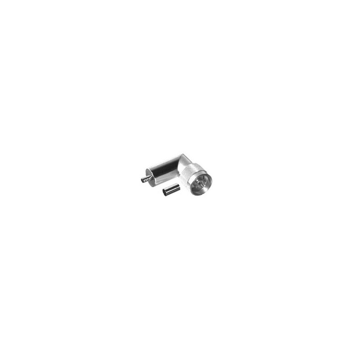 N-Male Right Angle connector for 58/195 type 3/16" coaxial